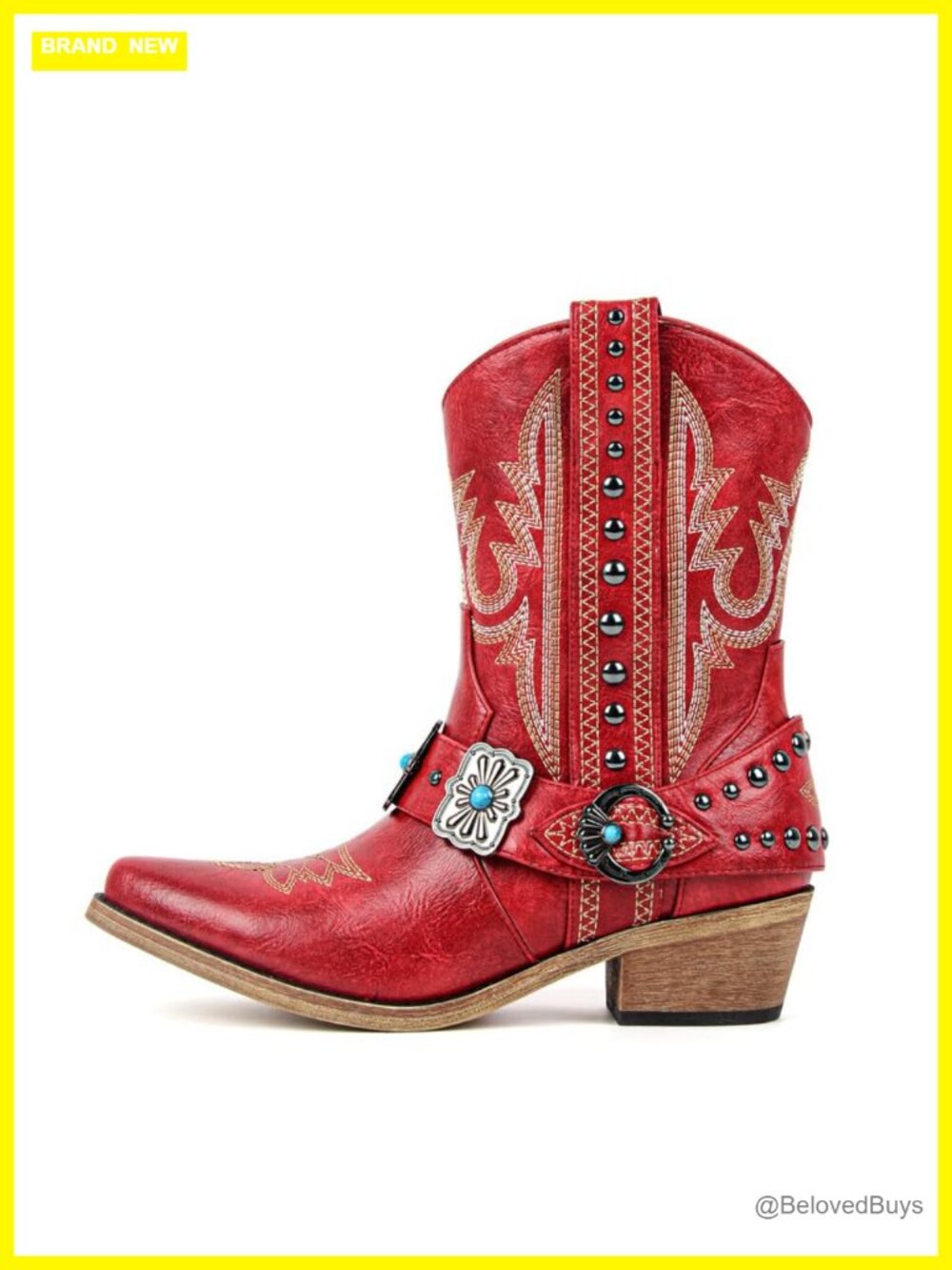 Only maker Cowgirl Western Boots for Women Ankle High Embroidery Pointed Toe